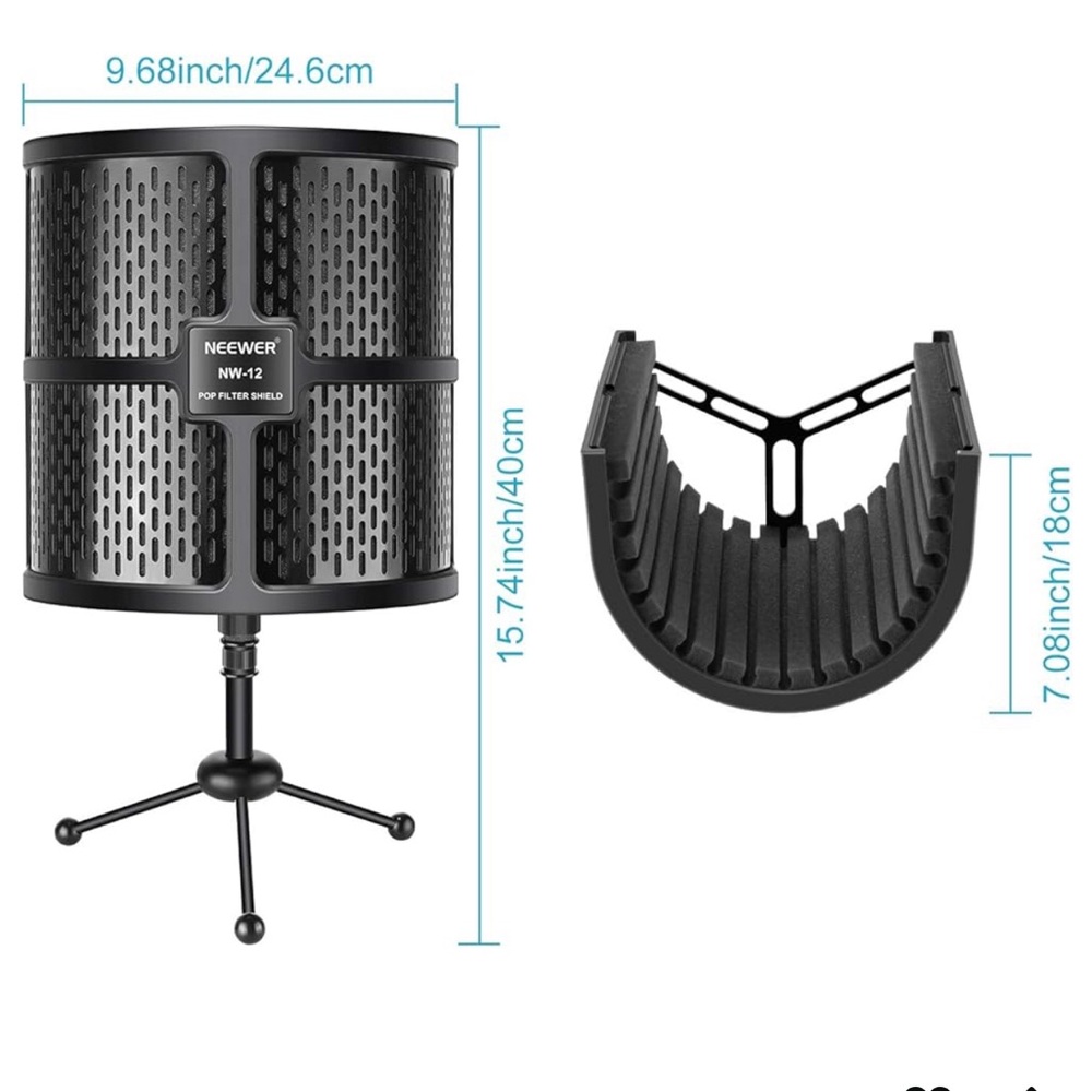 Neewer Table Microphone Insulation Windshield with Tripod, Sound Absorber Foam